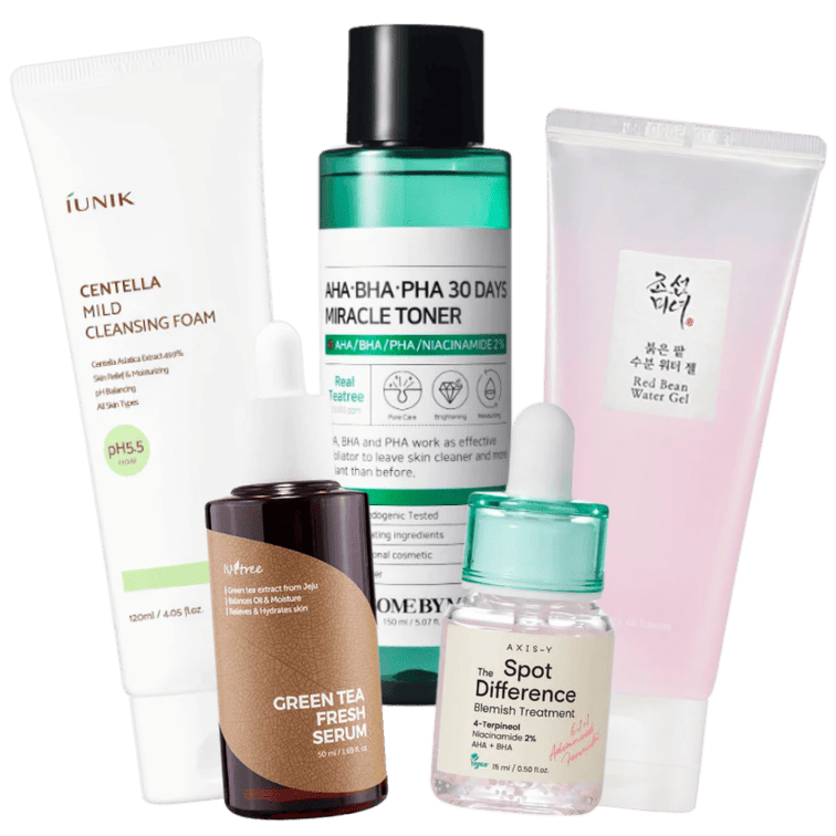 Five Step Acne Fighting Set for Combination or Oily Skin Types Korean Skincare in Canada